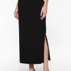36" Straight Knit Skirt - Long Black Skirt with Slit | Misook