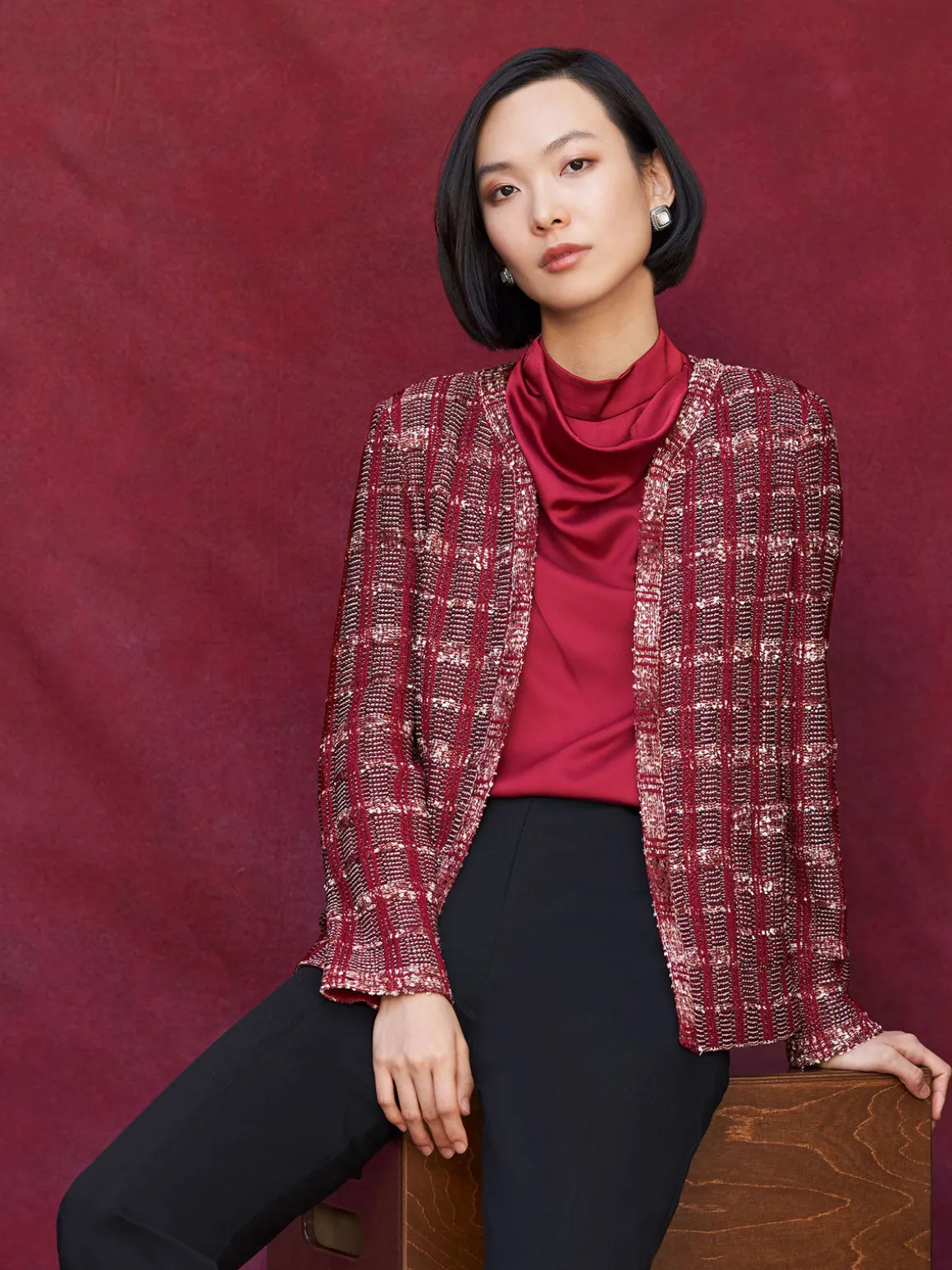 Red Plaid Jacket - Womens Tweed Jacket | Misook