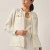Relaxed Fit Boucle Lurex Crochet Trim Knit Jacket