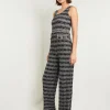 Rhinestone Accent Tweed Knit Jumpsuit