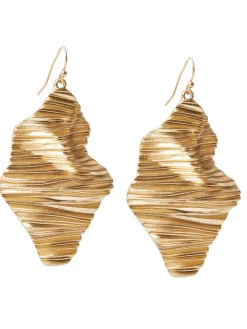 Ripple Textured Warm Gold Earrings