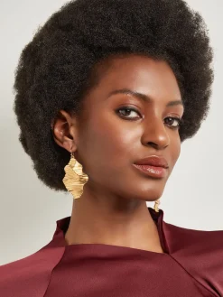 Ripple Textured Warm Gold Earrings