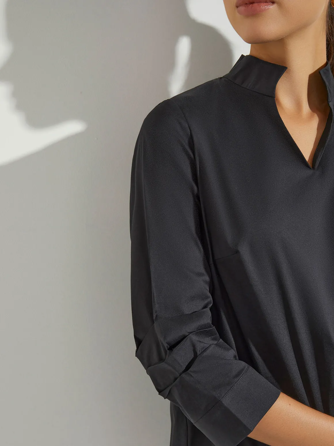 Ruche Sleeve Cotton Tunic