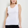 Scoop Neck Tank Top - White Sleeveless Top | Misook