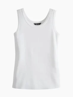Scoop Neck Tank Top - White Sleeveless Top | Misook