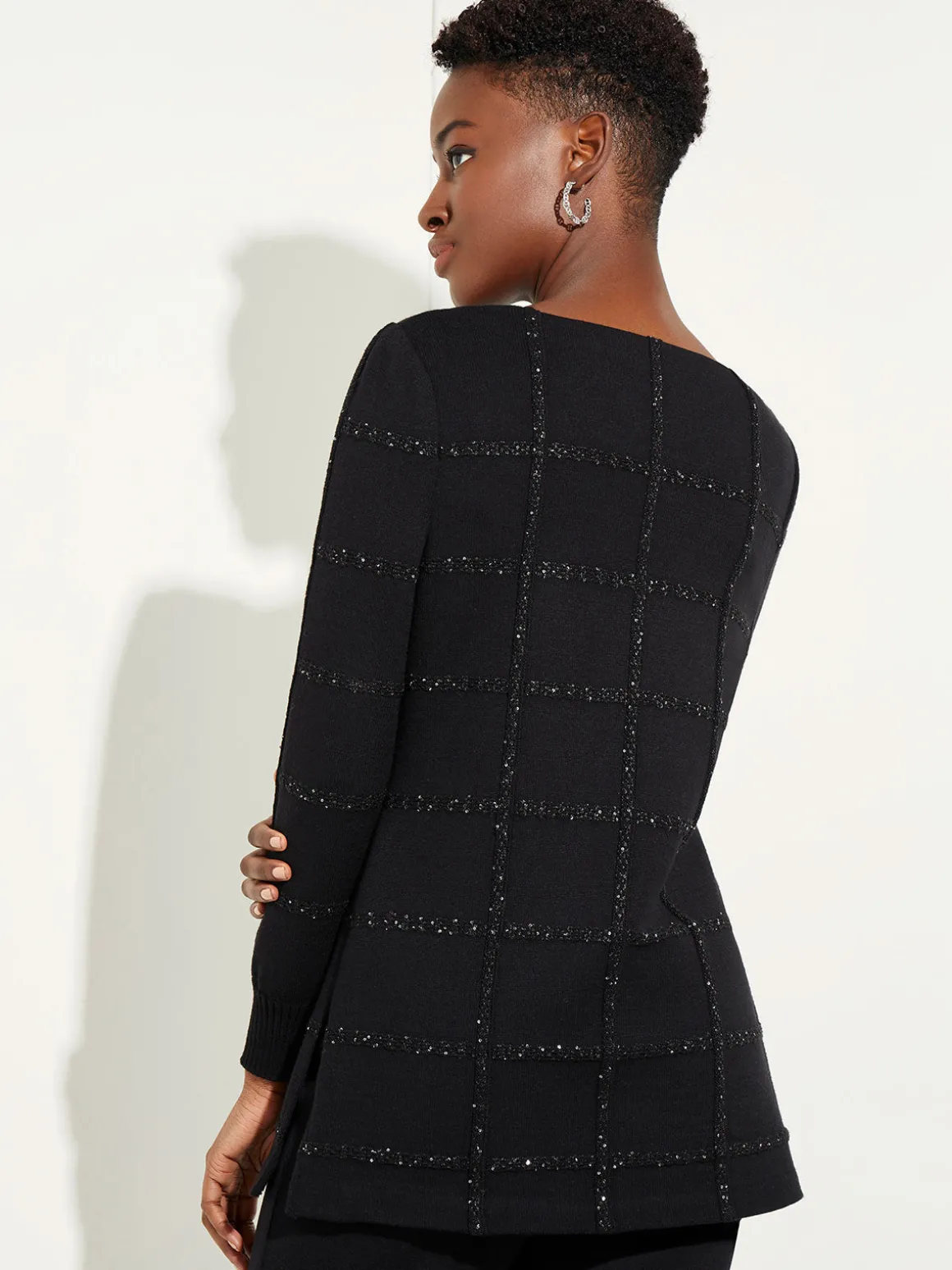 Sequin Grid Soft Recycled Knit Tunic