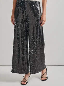 Sequin Novelty Woven Wide Leg Pant