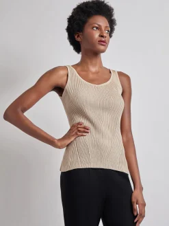 Shaped Ribbed Knit V-Neck Tank