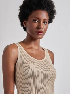 Shaped Ribbed Knit V-Neck Tank