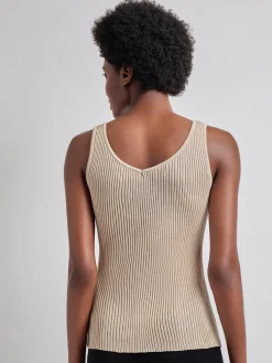 Shaped Ribbed Knit V-Neck Tank