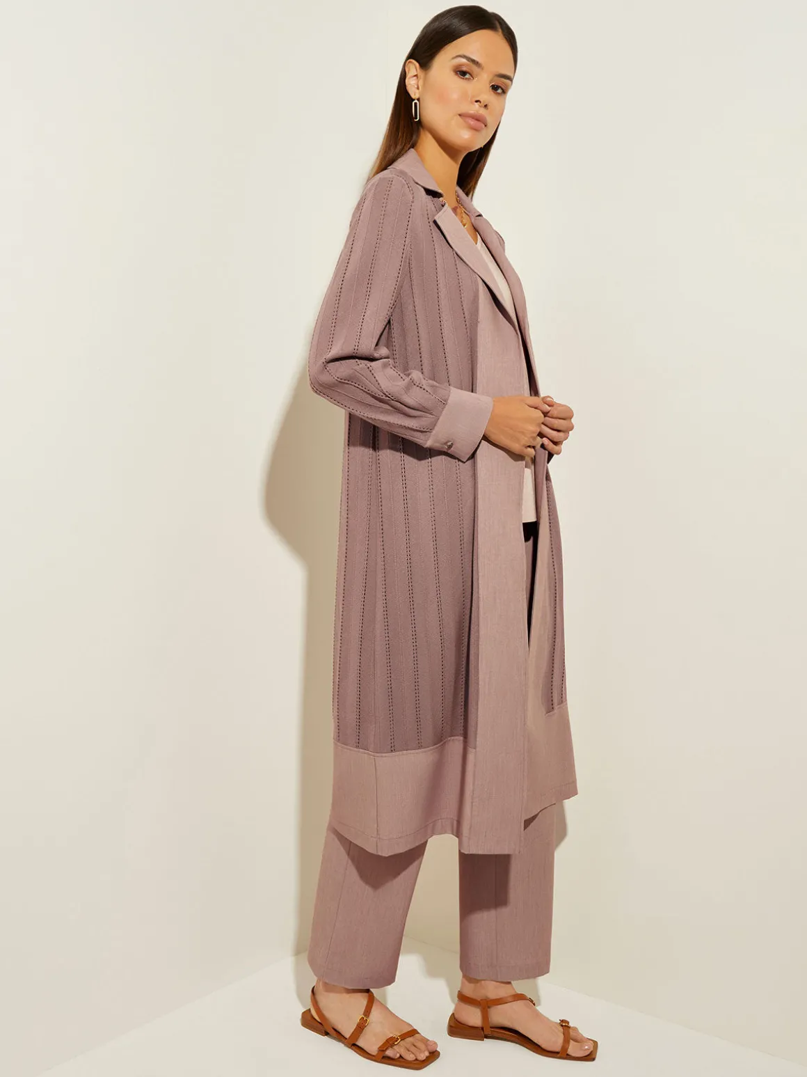 Sheer Duster - Long Brown Coat | Misook