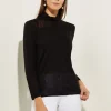 Sheer Inset Turtleneck
