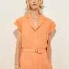 Short Puff-Sleeve Poplin Blouse