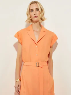 Short Puff-Sleeve Poplin Blouse