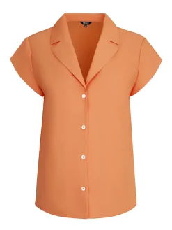 Short Puff-Sleeve Poplin Blouse