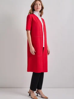 Short Sleeve Belted Stretch Crepe Duster