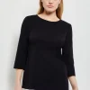 3/4 Sleeve Knit Tunic - Black Long Sleeve Tunic | Misook