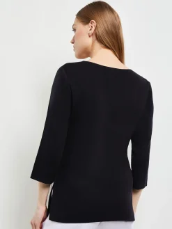 3/4 Sleeve Knit Tunic - Black Long Sleeve Tunic | Misook