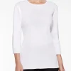 3/4 Sleeve Knit Tunic - White Knit Top | Misook