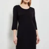 3/4 Sleeve Sheath Dress - Black Scoop Neck Dress | Misook