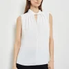 Sleeveless Twist Neck Crepe De Chine Blouse