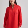 Soutache Detail Tonal Stretch Crepe Tunic