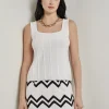 Square Neck Tank Top - Ribbed Stripe Soft Knit