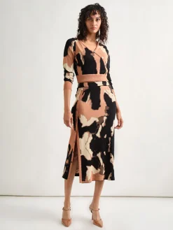 Straight Jacquard Soft Knit Midi Skirt