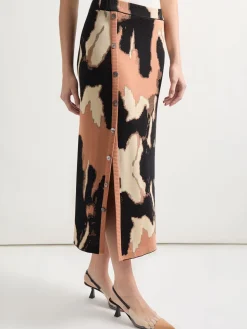 Straight Jacquard Soft Knit Midi Skirt