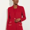 Tailored Fit Chain Detail Textured Knit Blazer