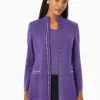 Tailored Fit Crocheted Chain Trim Textured Knit Jacket