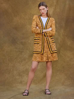 Tailored Fit Jacket - Contrast Trim Tweed Knit