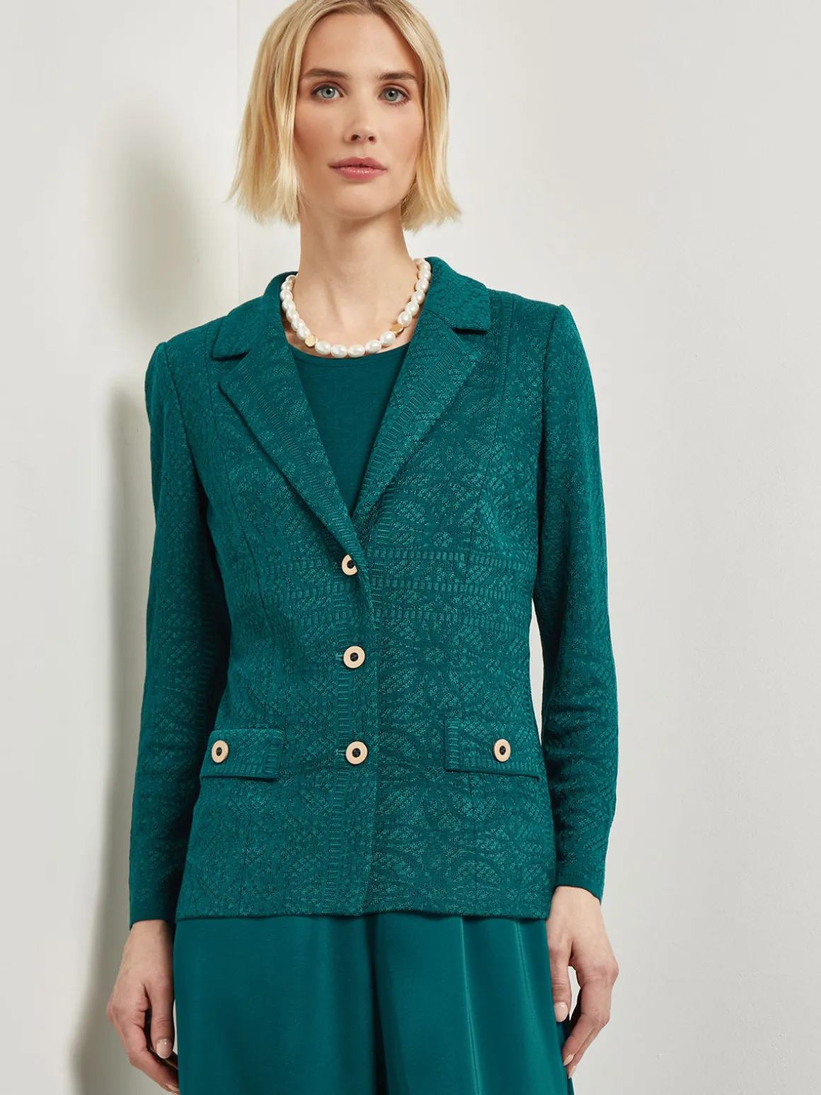 Tailored Fit Jacket - Detailed Jacquard Knit