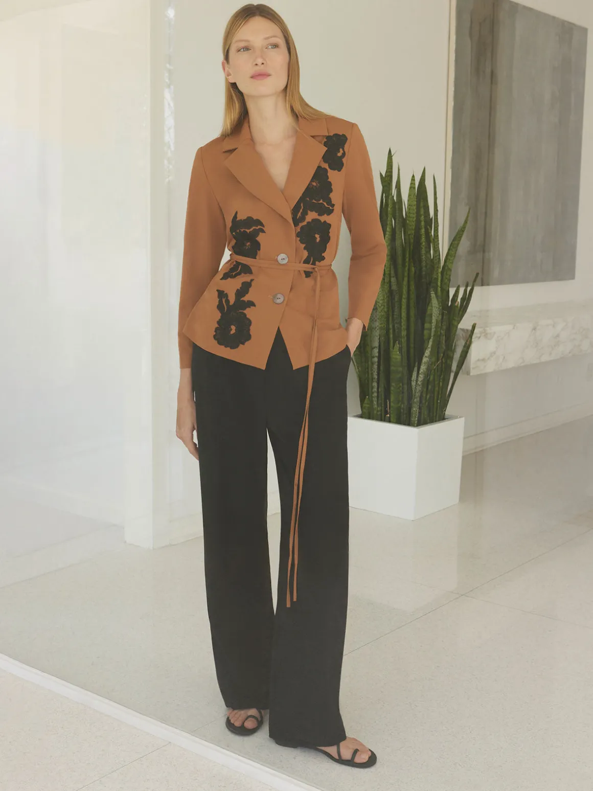 Tailored Fit Jacket - Embroidered Woven Twill