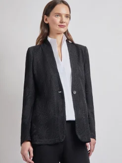 Tailored Fit One-Button Jacquard Knit Jacket