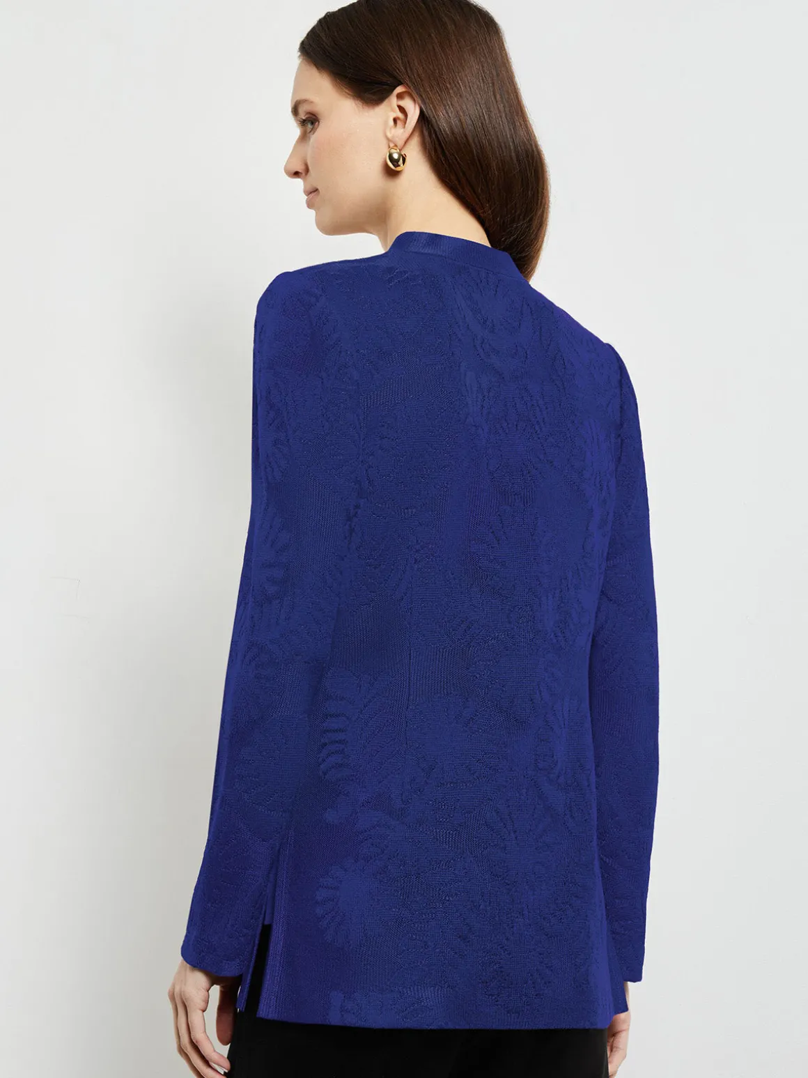 Tailored Fit One-Button Jacquard Knit Jacket