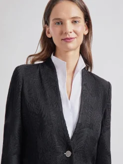 Tailored Fit One-Button Jacquard Knit Jacket