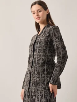 Tailored Fit Two-Tone Jacquard Knit Jacket