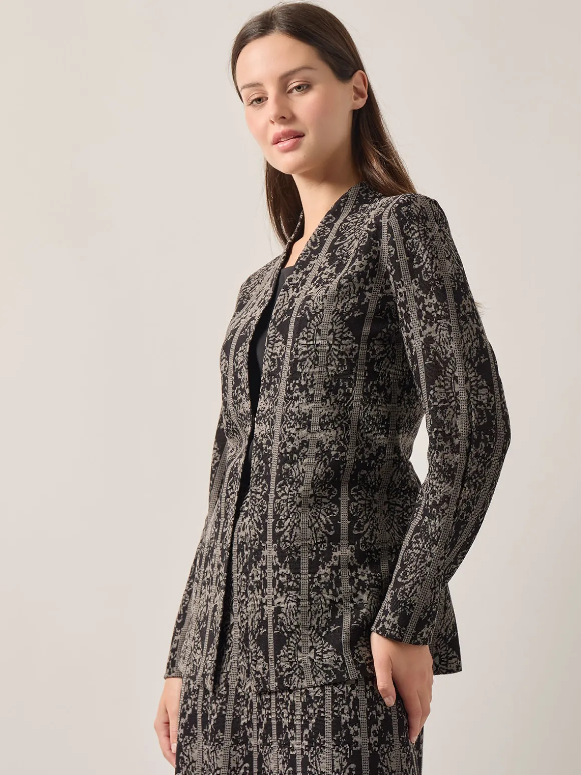 Tailored Fit Two-Tone Jacquard Knit Jacket