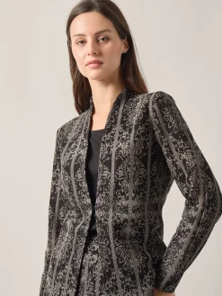 Tailored Fit Two-Tone Jacquard Knit Jacket