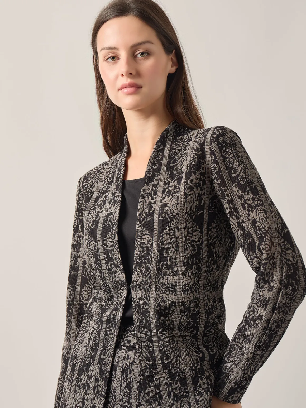 Tailored Fit Two-Tone Jacquard Knit Jacket