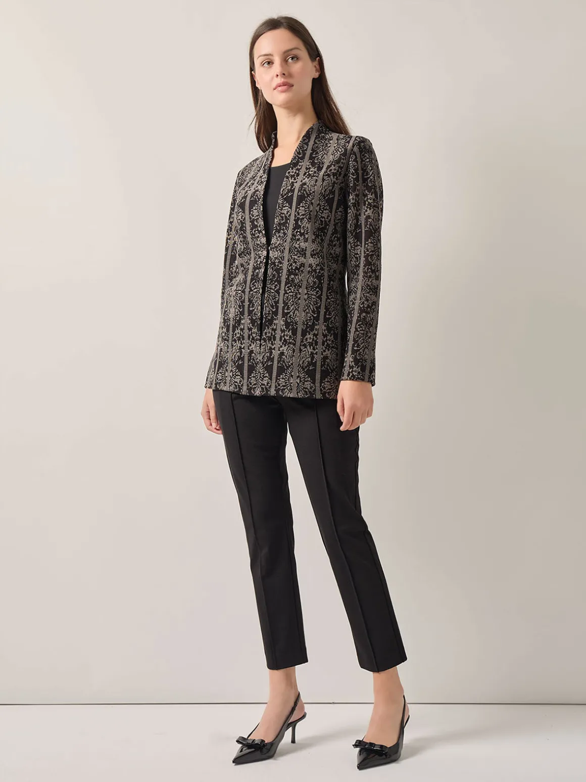 Tailored Fit Two-Tone Jacquard Knit Jacket