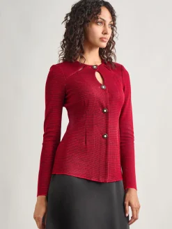 Tailored Fit Two-Toned Cutout Knit Jacket