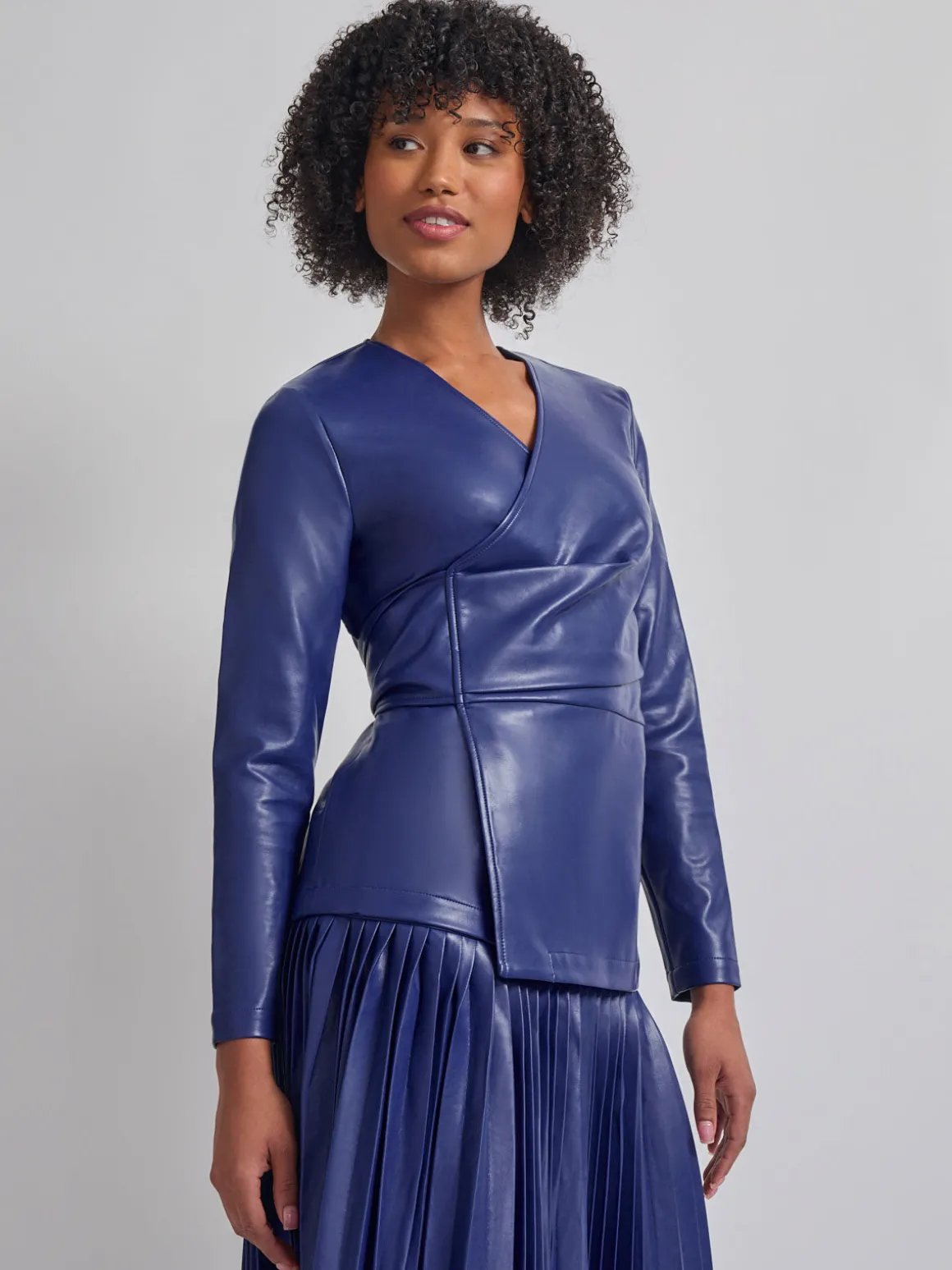 Tailored Fit Vegan Leather Tie Back Jacket
