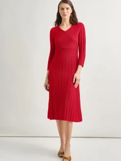 Textural Stripe Knit Midi Dress