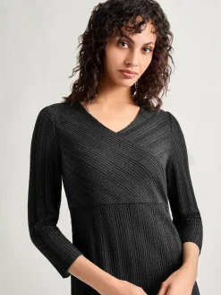 Textural Stripe Knit Midi Dress