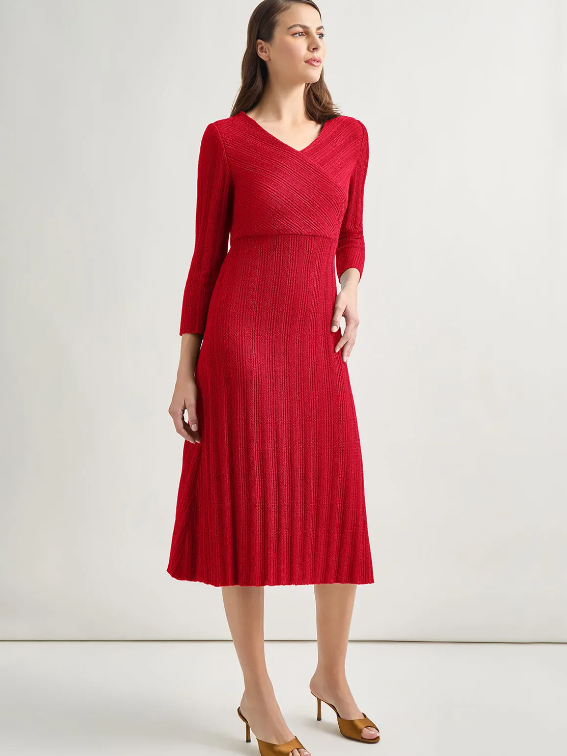 Textural Stripe Knit Midi Dress