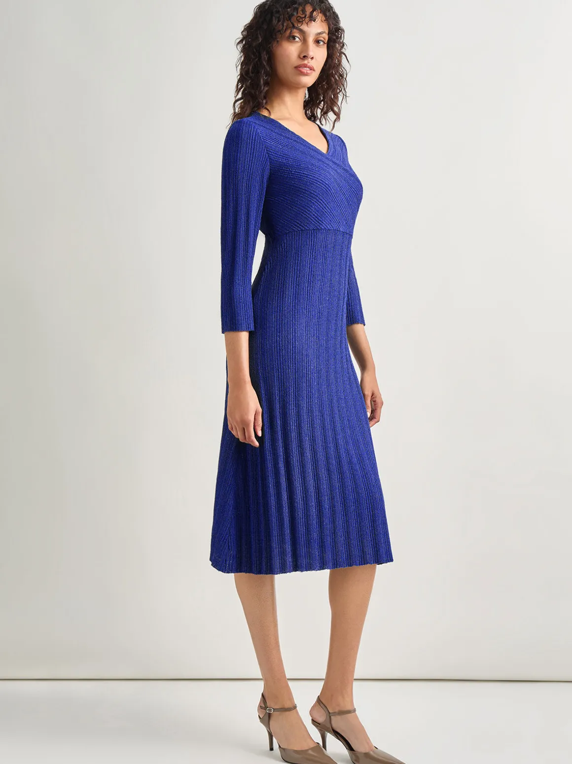 Textural Stripe Knit Midi Dress