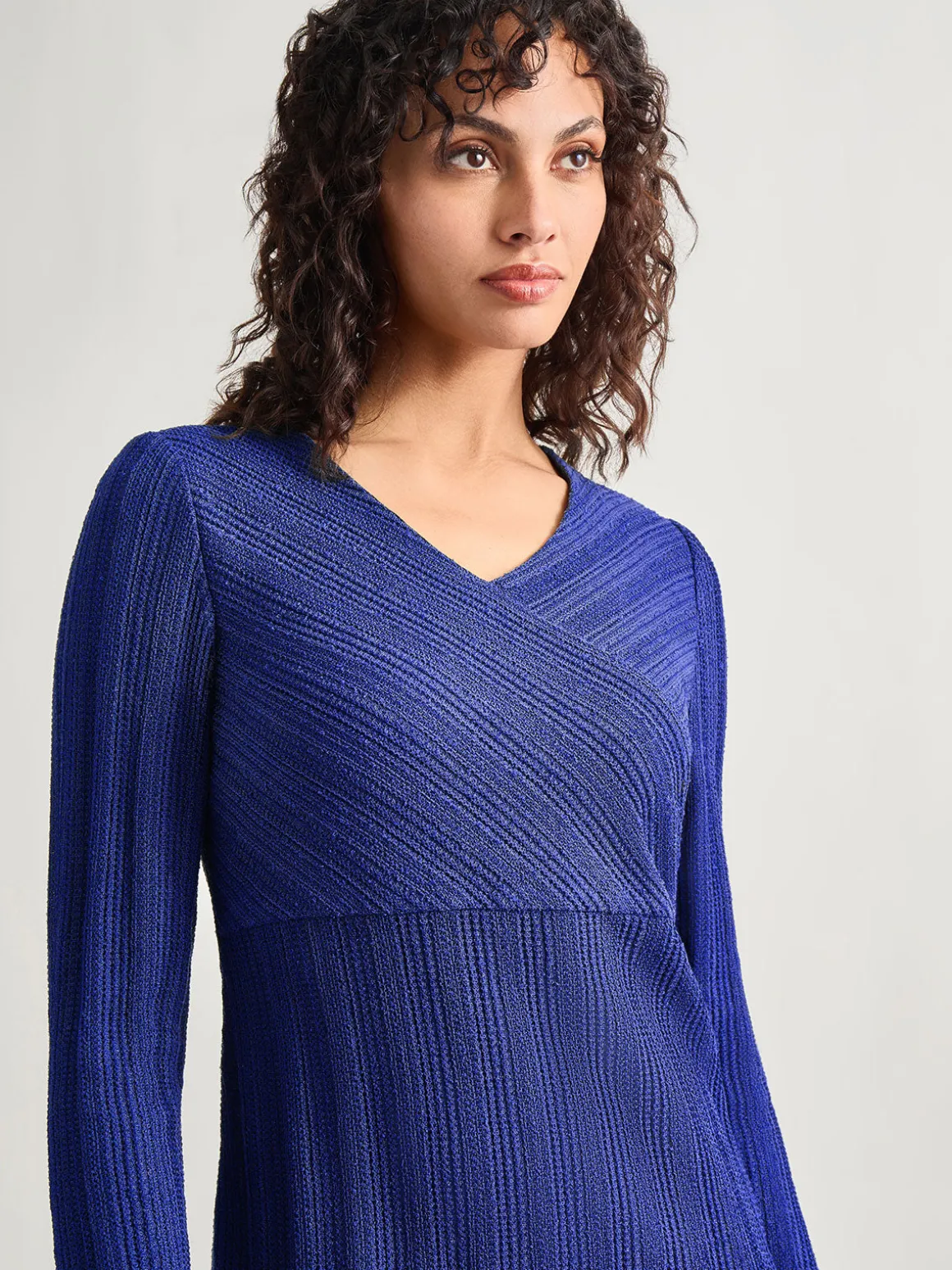 Textural Stripe Knit Midi Dress