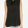 Tie-Neck Crepe de Chine Blouse